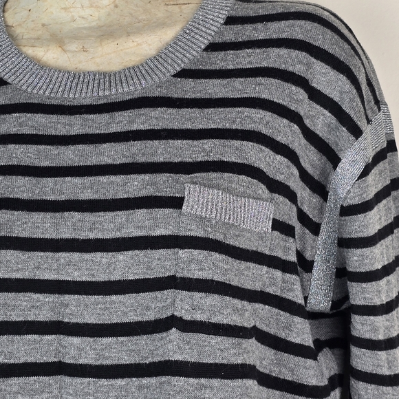 Women's Calvin Klein Striped Gray Sweater Size S - Picture 6 of 9